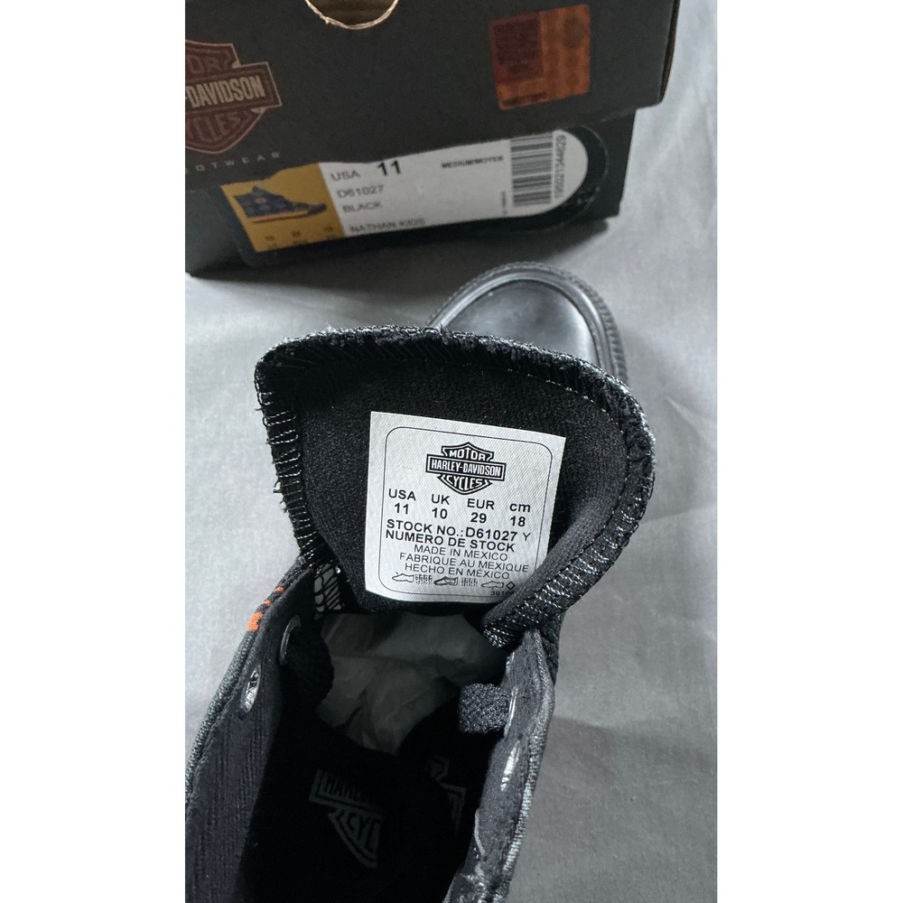 Harley-Davidson Nathan Kids Black Orange Logo High Top Sneakers D61027 Size 11 - Picture 9 of 9